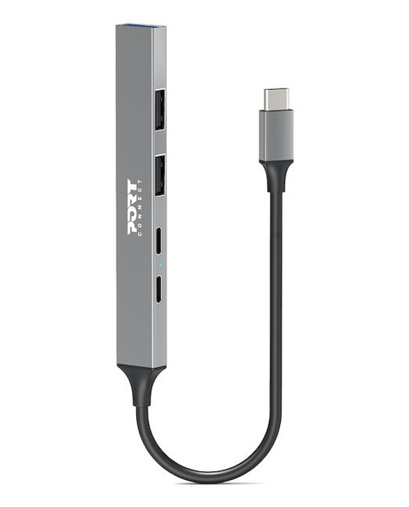 Port Designs 900163 hub & concentrateur USB Type-C 5000 Mbit/s Argent