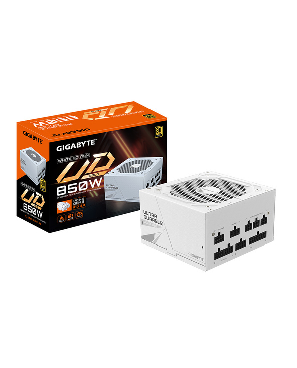 GIGABYTE UD850GM PG5W Bloc d'Alimentation - PCIe 5.0, 80 PLUS Gold, Design entièrement modulaire, Ventilateur 120 mm, Compatible