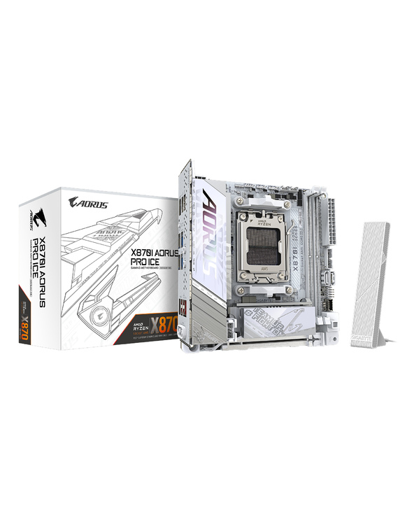 GIGABYTE X870I AORUS PRO ICE Carte mère - Compatible avec les processeurs AMD Ryzen série 9000, VRM 8+2+1 phases, jusqu'à 8400 M