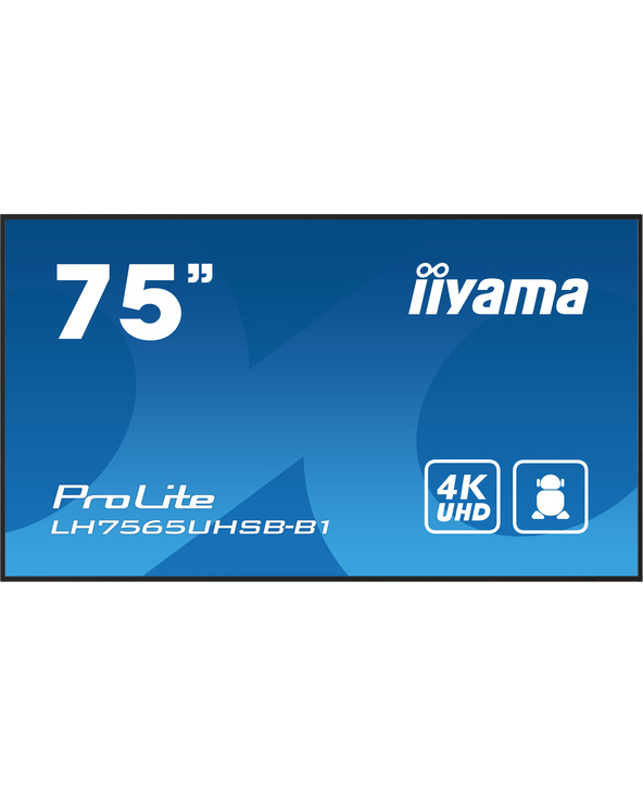 iiyama LH7575UHS-B1AG Écran d'affichage dynamique Écran plat de signalisation numérique 190,5 cm (75") LCD Wifi 500 cd/m² 4K Ult