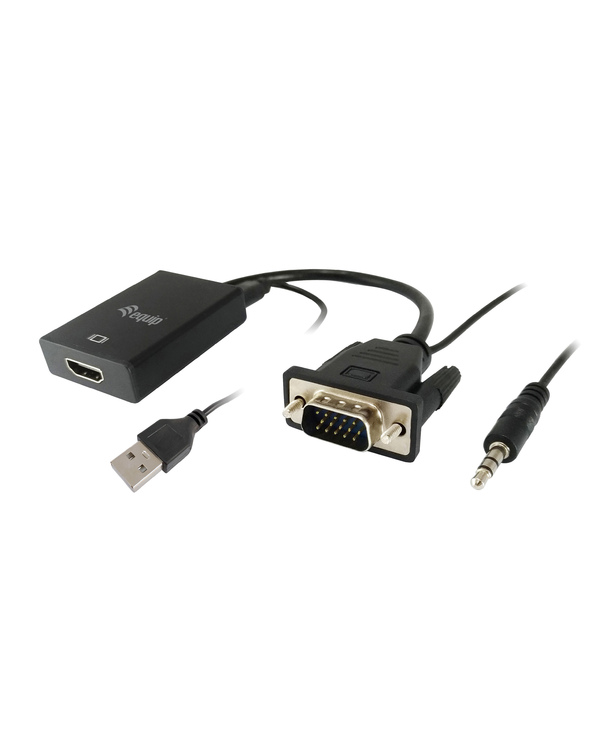 Equip 119038 câble vidéo et adaptateur 0,2 m VGA (D-Sub) + 3,5 mm DVI-D + USB Noir