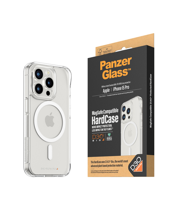 PanzerGlass  HardCase Transparent w. White MagSafe & D3O iPhone 15 Pro coque de protection pour téléphones portables 15,5 cm (6.