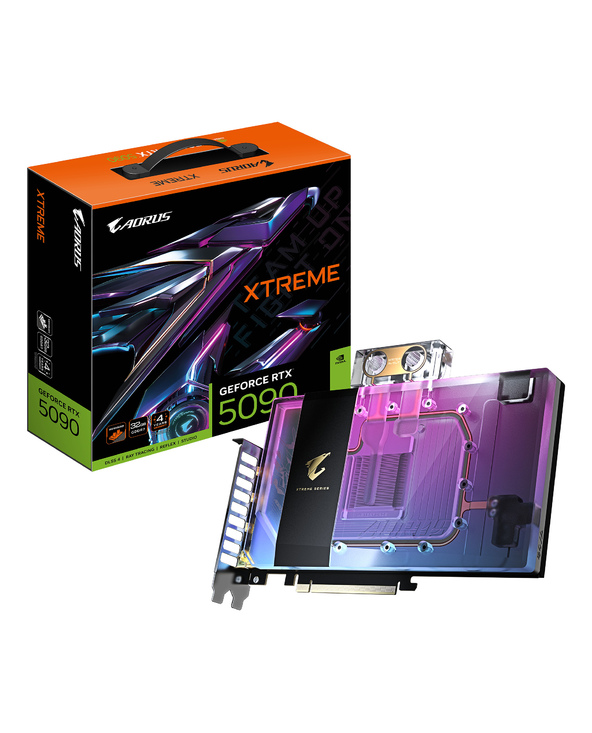 GIGABYTE AORUS GeForce RTX 5090 XTREME WATERFORCE WB 32G Carte Graphique - 32 Go GDDR7, 512 bits, PCI-E 5.0, 2655 MHz Fréquence 