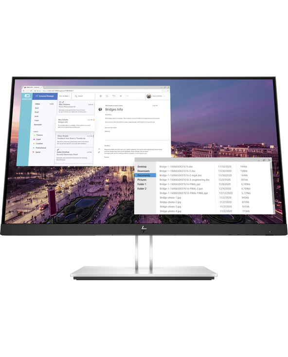 HP E-Series E23 G4 FHD MONITOR 23" LCD Full HD 5 ms Noir, Argent