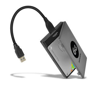 Axagon ADSA-1S6 Boîtier de disques de stockage Boîtier disque dur/SSD Noir 2.5"