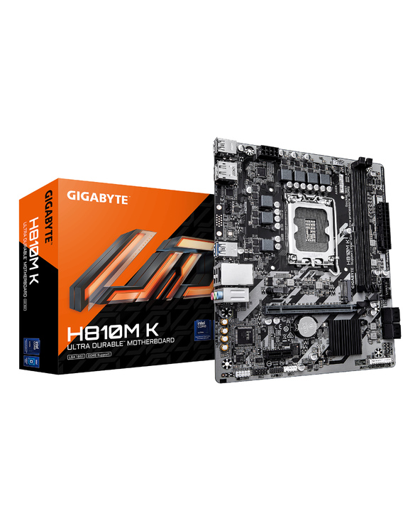 GIGABYTE H810M K Carte Mère – Processeurs Intel Core Ultra (Série 2), VRM 3+1+2 phases, jusqu'à 6400 MHz DDR5, 1 x M.2 PCIe 4.0,