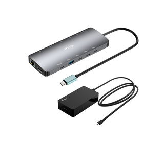 i-tec Metal USB-C Nano 3x Display Dock, 2x HDMI 1x USB-C video with Power Delivery 140W + Universal Charger 140 W