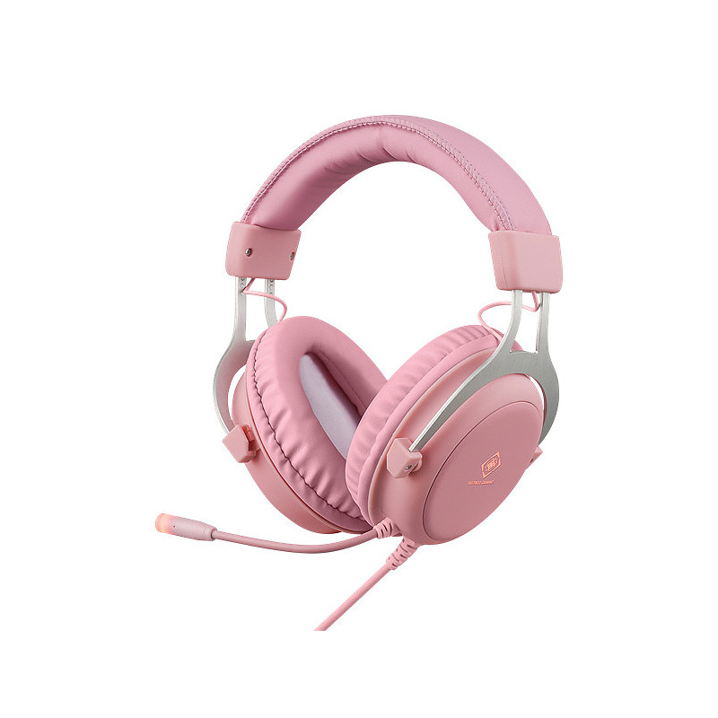 Deltaco Gaming GAM-030-P écouteur/casque Avec fil Arceau USB Type-A Rose