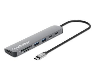 Manhattan 190442 station d'accueil Avec fil USB 3.2 Gen 1 (3.1 Gen 1) Type-C Gris