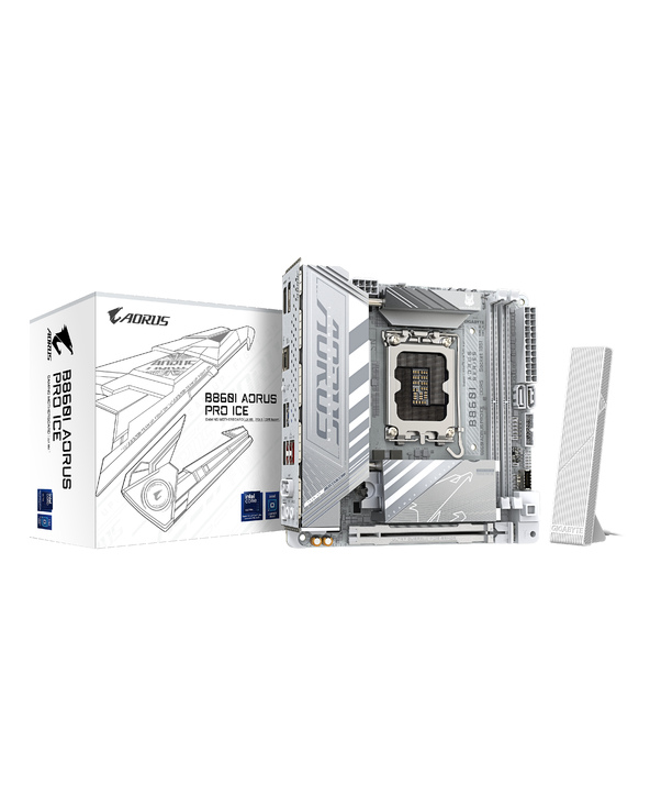 GIGABYTE B860I AORUS PRO ICE Carte mère - Processeurs Intel Core Ultra, VRM 8+1+2+1 phases, jusqu'à 9200MHz DDR5, 1xPCIe 5.0 + 1