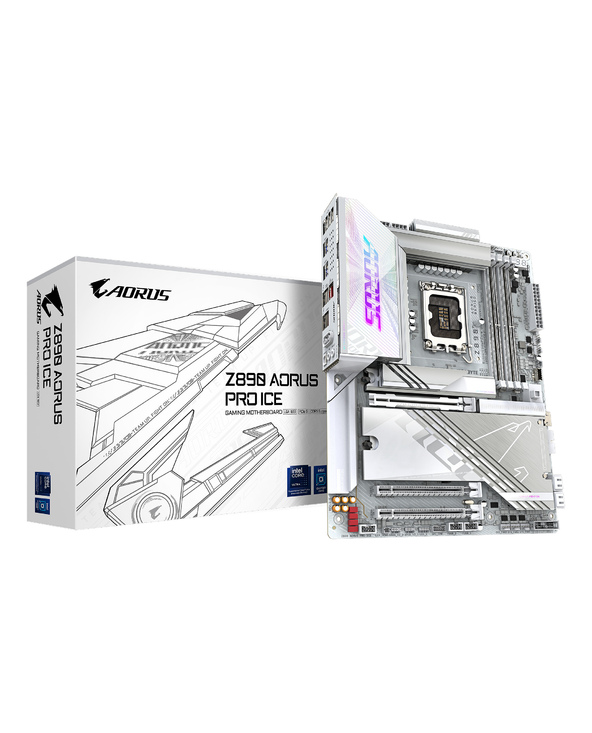 GIGABYTE Carte mère Z890 AORUS PRO ICE - Prend en charge les processeurs Intel Core Ultra (Série 2), VRM à 16+1+2 phases, jusqu'