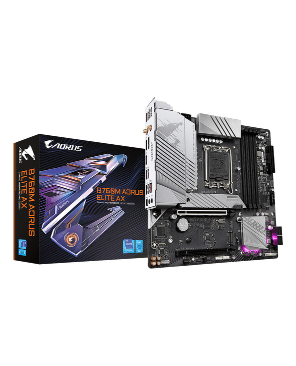 GIGABYTE B760M AORUS ELITE AX Carte Mère - Compatible avec les processeurs Intel Core 14e génération, VRM numérique 12*+1+1 phas