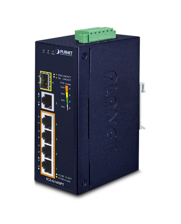 PLANET IGS-614HPT commutateur réseau Non-géré Gigabit Ethernet (10/100/1000) Connexion Ethernet, supportant l'alimentation via c