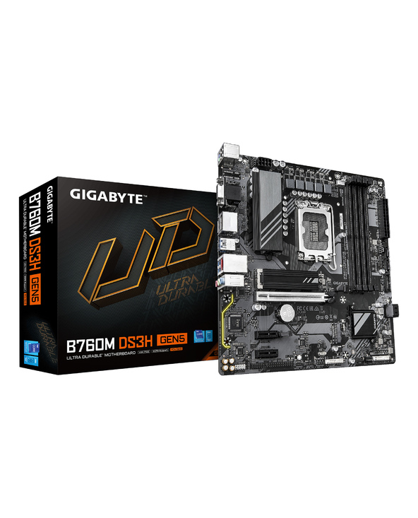 GIGABYTE B760M DS3H GEN5 Carte Mère – Prend en charge les processeurs Intel Core 14e génération, VRM numérique 6+2+1 phases, jus