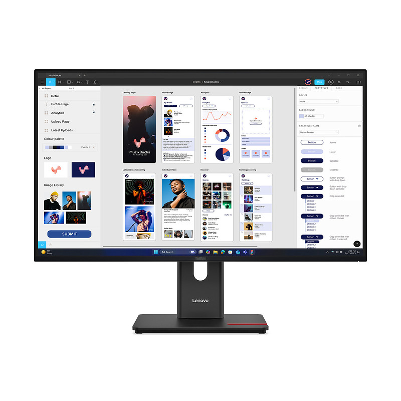 Lenovo ThinkVision T32UD-40 31.5" LCD 4K Ultra HD 6 ms Noir