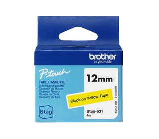 Brother Btag-631 - Ruban adhésif noir sur jaune, 12 mm de large, non laminé