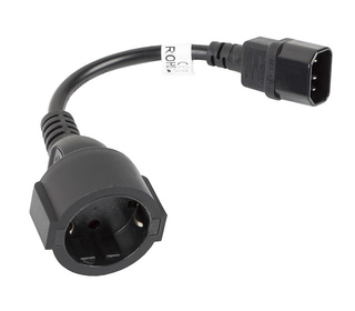 Lanberg CA-C14E-10CC-0018-BK câble électrique Noir 0,18 m Coupleur C14