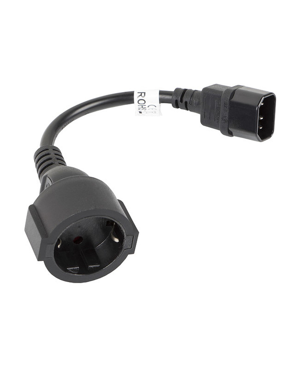 Lanberg CA-C14E-10CC-0018-BK câble électrique Noir 0,18 m Coupleur C14
