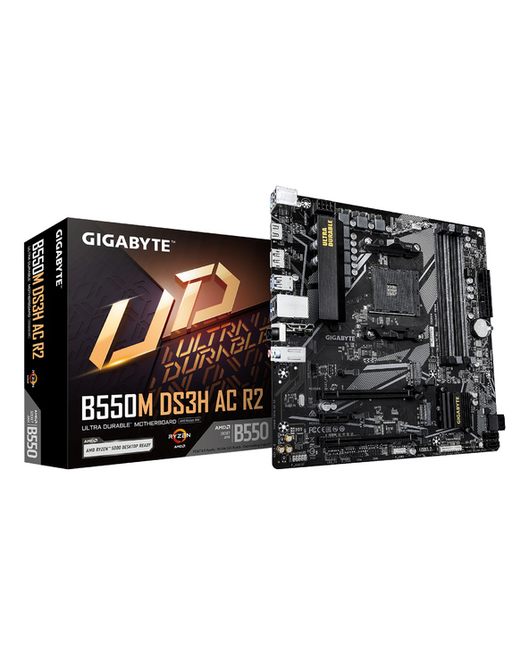 GIGABYTE B550M DS3H AC R2 Carte mère - Processeurs AMD Ryzen 5000, VRM 5+3 phases, jusqu'à 4733 MHz DDR4 (O.C.), 1x M.2 PCIe 4.0