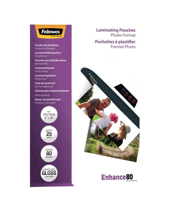 Fellowes Pochettes brillantes pour photo 80 microns 10 x 15 cm