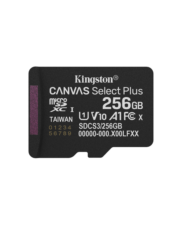 Kingston Technology 256GB micSDXC Canvas Select Plus Gen3 150R A1 (Adaptateur SD non inclus)