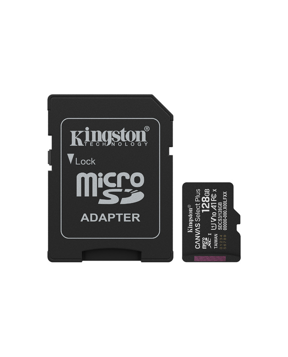 Kingston Technology 128GB microSDXC Canvas Select Plus Gen3 150MB/s A1 (Adaptateur SD inclus)
