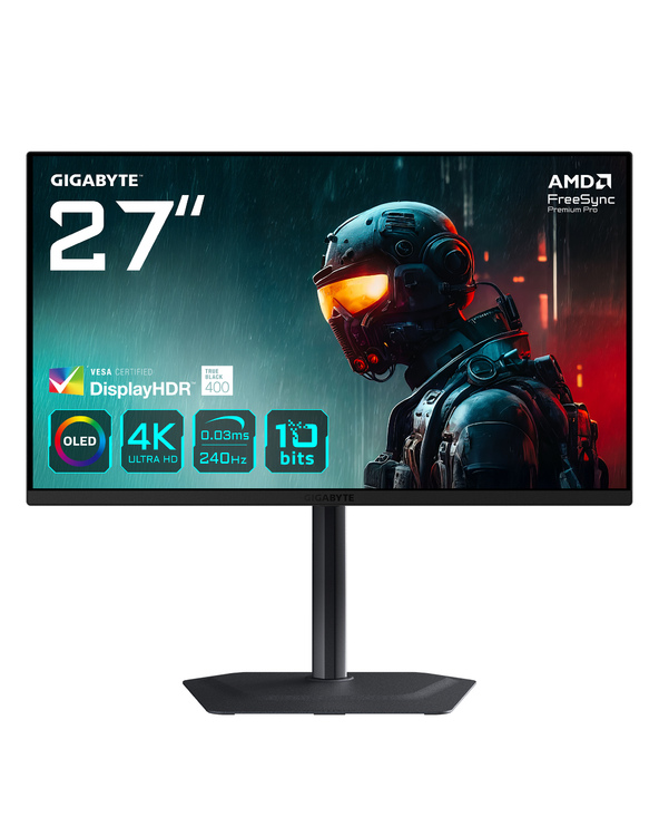 GIGABYTE MO27U2 OLED 4K UHD GAMING MONITOR - 3840 X 2160, 240HZ, 0,03 MS, 1000 CD/M², DISPLAY HDR TRUE BLACK 400, HDMI 2.1, DISP