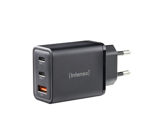 Intenso Adaptateur secteur W65ACC, chargeur USB avec 1 port USB-A et 2 ports USB-C, noir