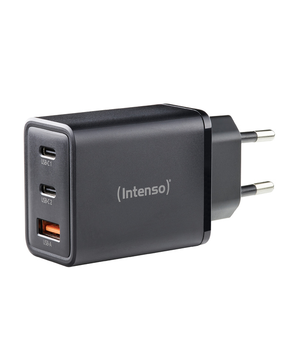 Intenso Adaptateur secteur W65ACC, chargeur USB avec 1 port USB-A et 2 ports USB-C, noir