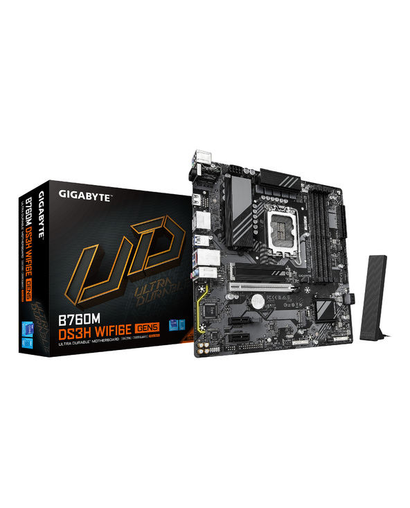 GIGABYTE B760M DS3H WIFI6E GEN5 Carte Mère – Compatible avec les processeurs Intel Core 14e génération, VRM numérique 6+2+1 phas
