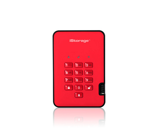 iStorage diskAshur2 256-bit 512GB USB 3.2 secure encrypted solid-state drive - Red IS-DA2-256-SSD-512-R