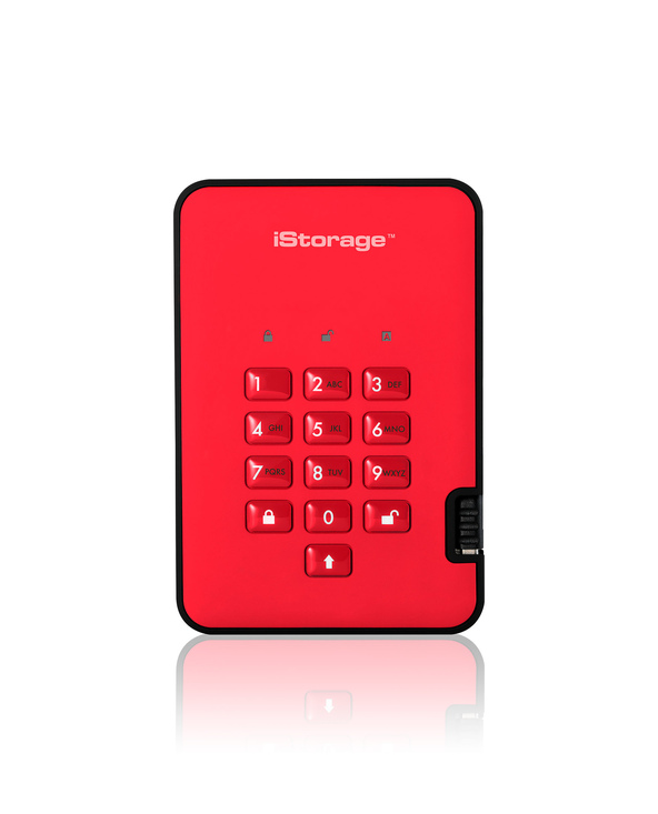 iStorage diskAshur2 256-bit 512GB USB 3.2 secure encrypted solid-state drive - Red IS-DA2-256-SSD-512-R