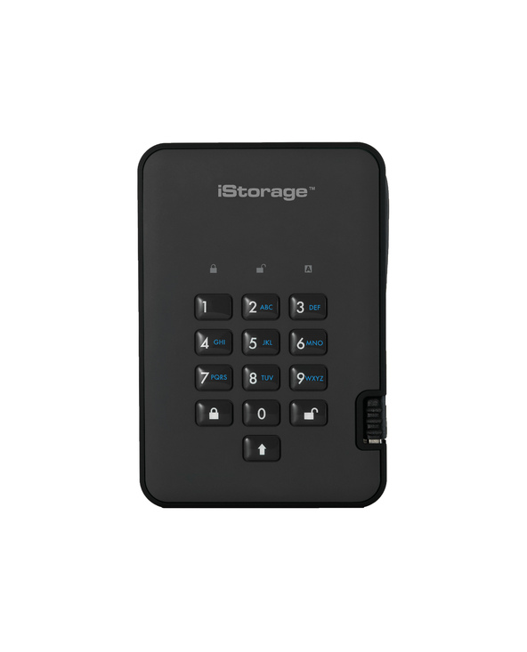 iStorage diskAshur2 256-bit 1TB USB 3.2 secure encrypted solid-state drive - Black IS-DA2-256-SSD-1TB-B