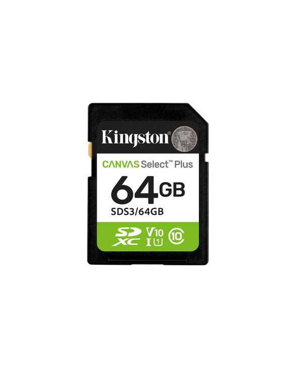 Kingston Technology 64 Go SDXC Canvas Select Plus Gen3 100 Mo/s C10 UHS-I U1 V10