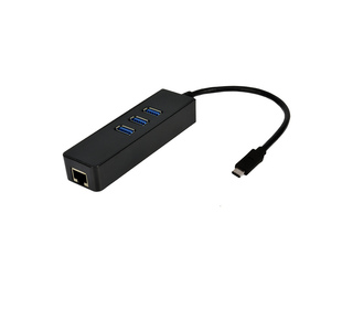 MCL Convertisseur USB Type-C RJ45 Gigabit Ethernet + hub 3 ports USB 3.0