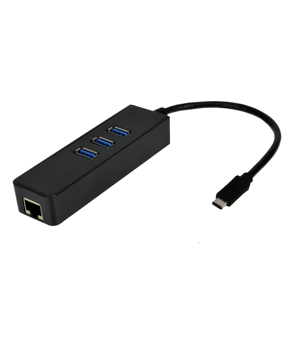MCL Convertisseur USB Type-C RJ45 Gigabit Ethernet + hub 3 ports USB 3.0