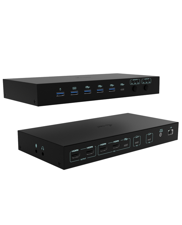 i-tec USB-C KVM Dock PRO for Three Hosts, Dual Video, with 2x Power Delivery, max 92W