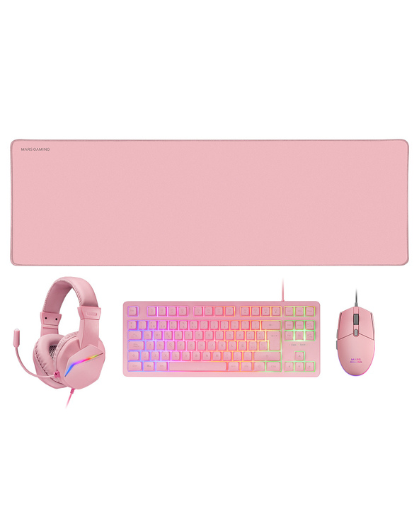 Mars Gaming MCP-RGB3P clavier Souris incluse USB Français Rose