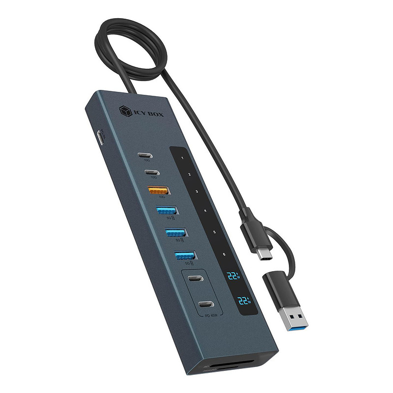 ICY BOX IB-HUB1742CR-C2PD 10000 Mbit/s Noir