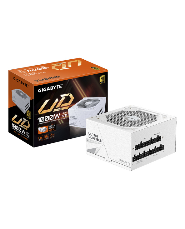 GIGABYTE UD1000GM PG5 V2 ICE Bloc d’Alimentation – PCIe Gen 5.1, 80 PLUS Gold, Conception entièrement modulaire, Ventilateur 120