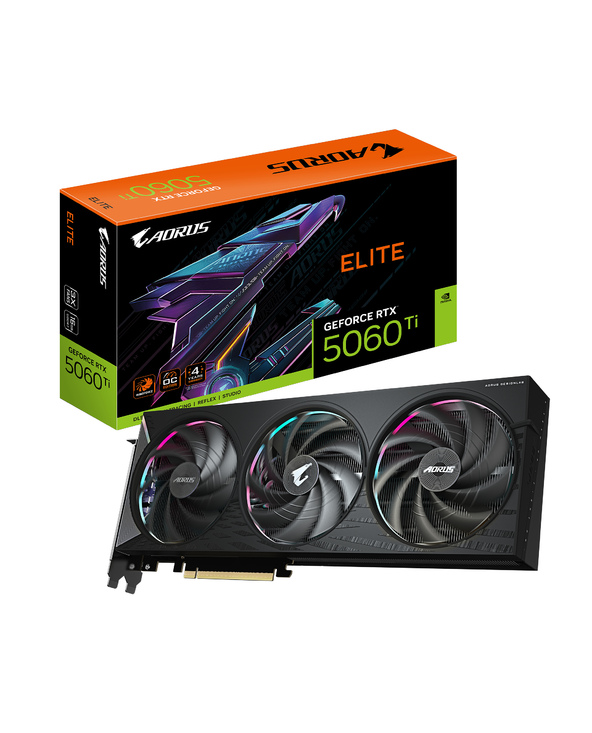 GIGABYTE AORUS GeForce RTX 5060 Ti ELITE 16G Carte Graphique – 16 Go GDDR7, 128 bits, PCI-E 5.0, 2722 MHz Fréquence du processeu