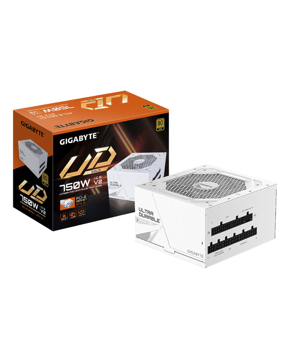 GIGABYTE UD750GM PG5 V2 ICE Bloc d’Alimentation – PCIe Gen 5.1, 80 PLUS Gold, Conception entièrement modulaire, Ventilateur 120 