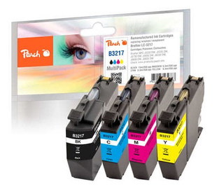 Peach Multipack avec puce, compatible avec Brother LC-3217VALP