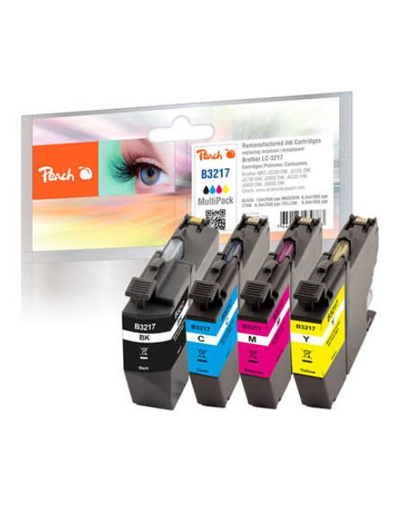 Peach Multipack avec puce, compatible avec Brother LC-3217VALP