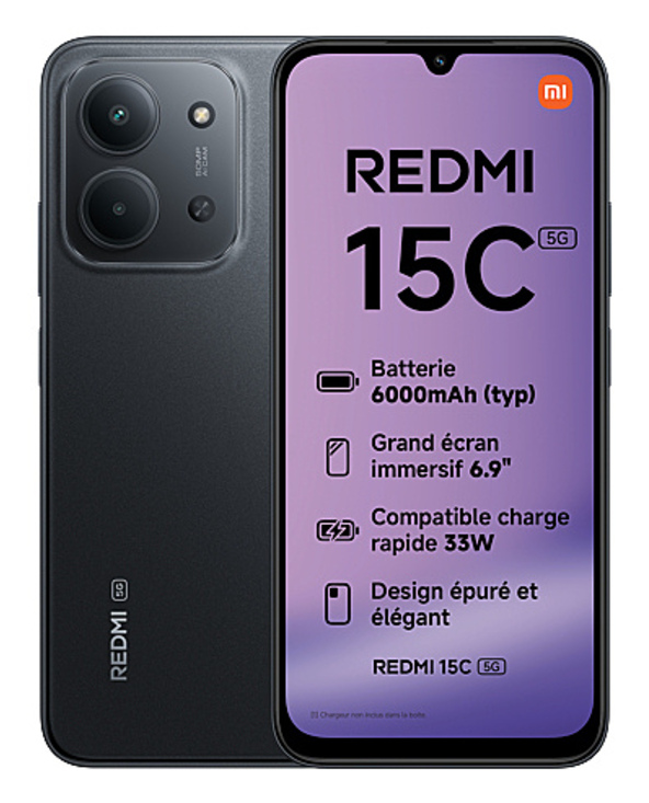 Xiaomi Redmi 15C 5G 6.9" 256 Go Noir