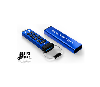 iStorage datAshur PRO+C 256GB | Secure USB Type-C Memory Stick | FIPS 140-3 Level 3 pending | PIN protected | Type C-A adapter i