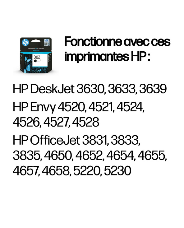 HP 302 Cartouche d’encre noire authentique HP 302 Cartouche d’encre noire authentique