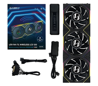 Lian Li 12RTLLCD1W3B système de refroidissement d’ordinateur Boitier PC Ventilateur 12 cm Noir