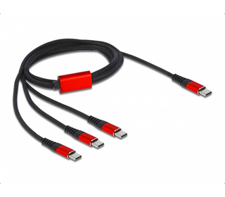 DeLOCK Câble USB de chargement 3-en-1 USB Type-C à 3 x USB Type-C,1 m noir / rouge