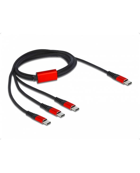 DeLOCK Câble USB de chargement 3-en-1 USB Type-C à 3 x USB Type-C,1 m noir / rouge